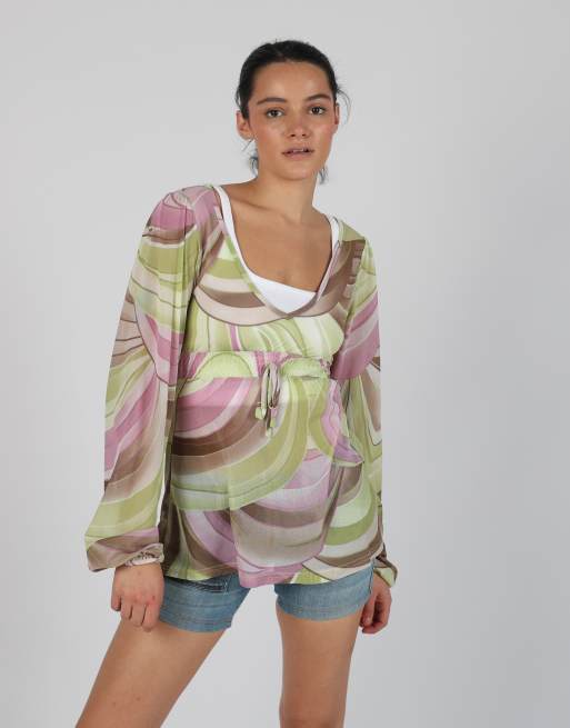 Vintage Unbranded S blouse in light green, 3 of 4