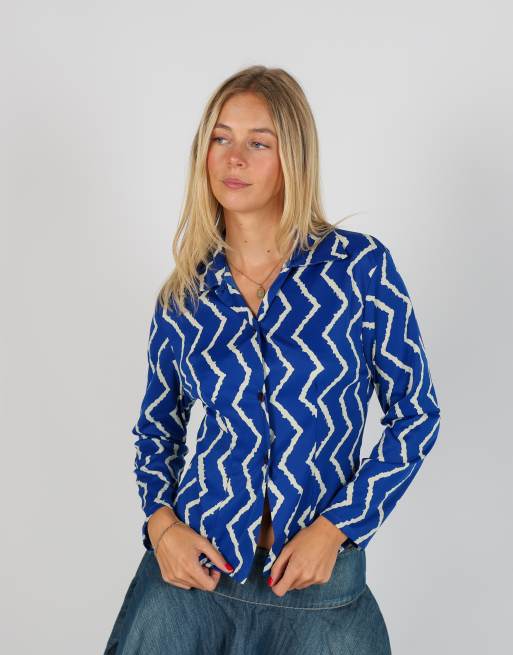 Vintage Unbranded S blouse in navy blue, 3 of 4