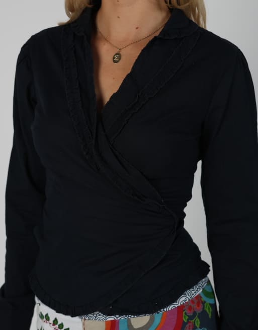 Vintage Unbranded S blouse in navy blue, 4 of 4