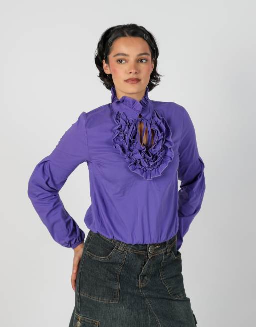 Vintage Unbranded S blouse in purple, 3 of 4