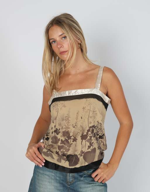 Vintage Unbranded S cami in beige, 3 of 4