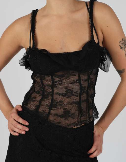 Vintage Unbranded S cami in black, 4 of 4