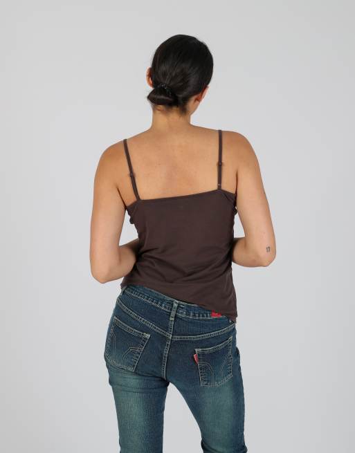 Vintage Unbranded S cami in brown, 2 of 4