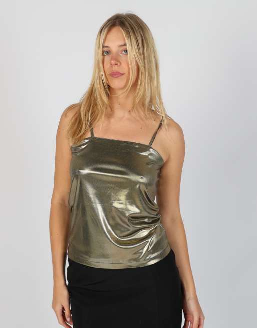 Vintage Unbranded S cami in gold, 3 of 4