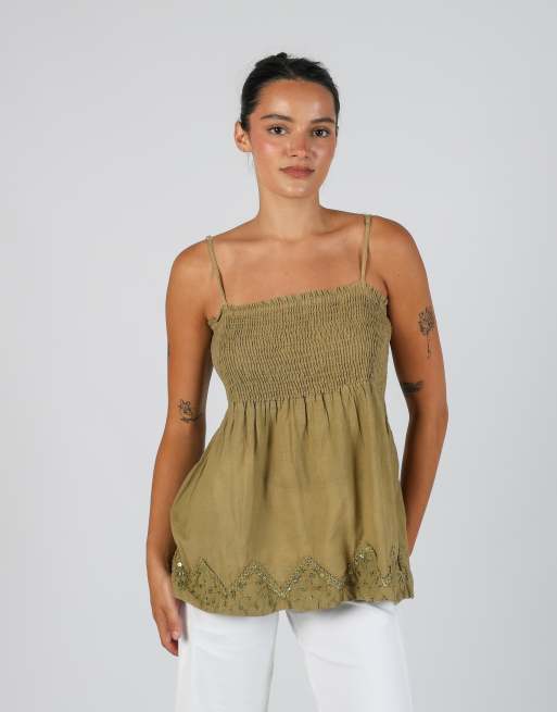 Vintage Unbranded S cami in khaki green