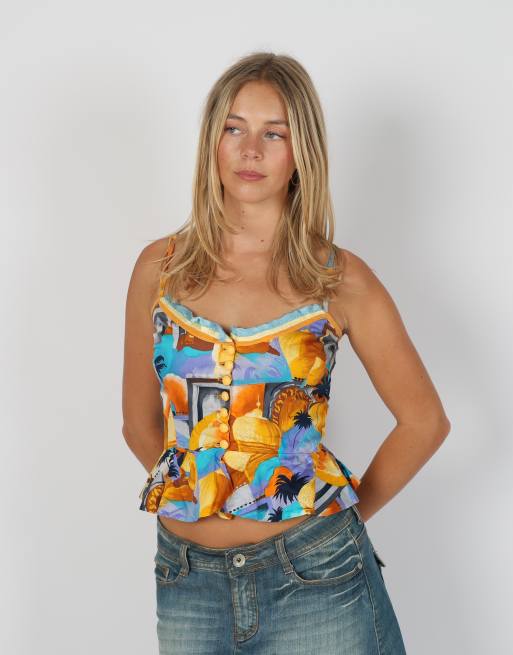 Vintage Unbranded S cami in multi colured, 3 of 4