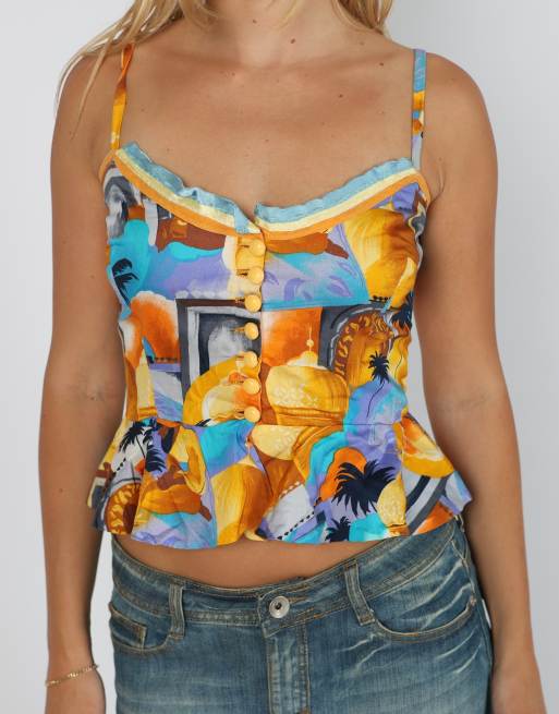 Vintage Unbranded S cami in multi colured, 4 of 4