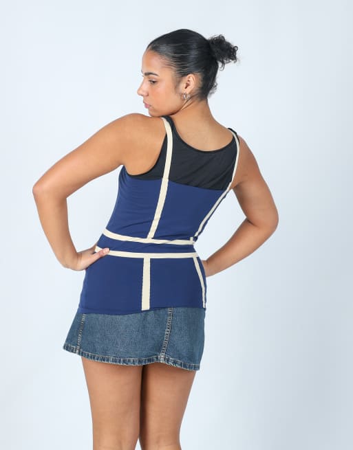 Vintage Unbranded S cami in navy blue, 2 of 4