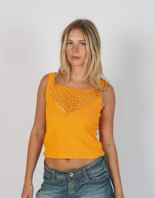 Vintage Unbranded S cami in orange, 3 of 4