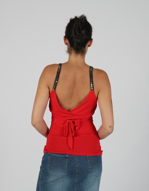 Vintage Unbranded S cami in red, 2 of 4