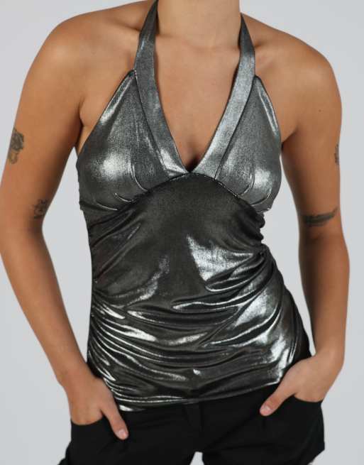 Vintage Unbranded S cami in silver, 4 of 4