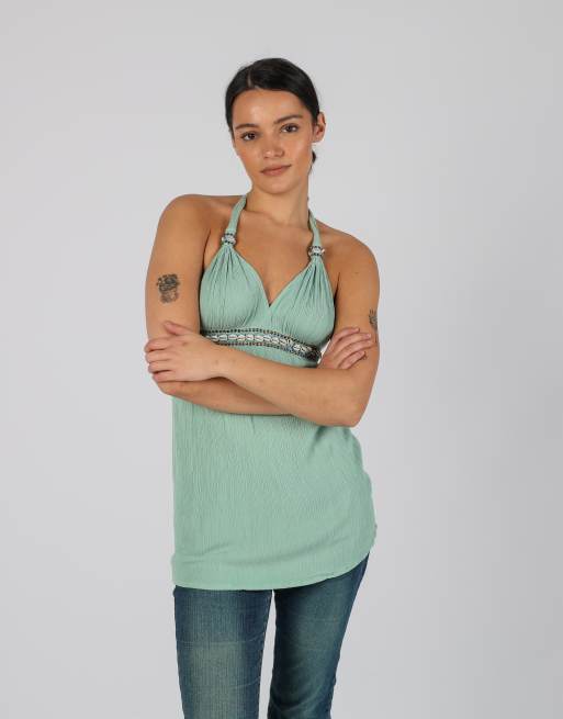 Vintage Unbranded S cami in turquoise, 3 of 4