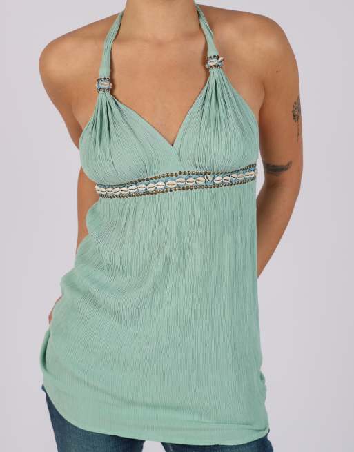 Vintage Unbranded S cami in turquoise, 4 of 4