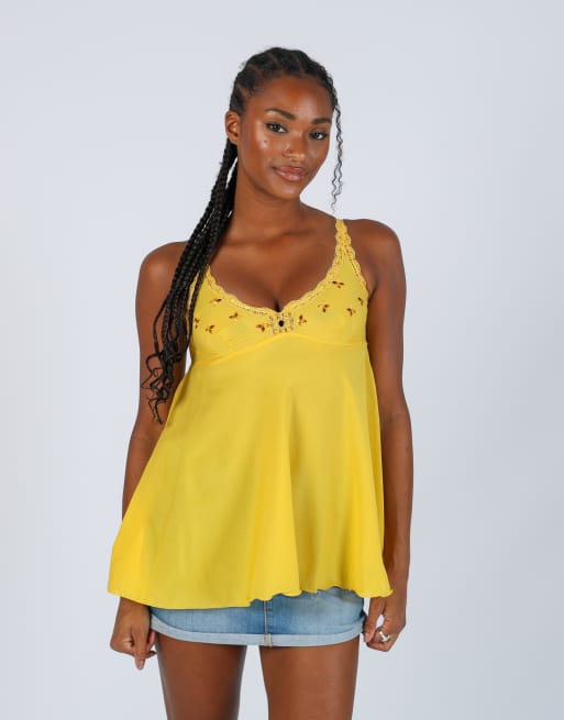 Vintage Unbranded S cami in yellow, 3 of 4