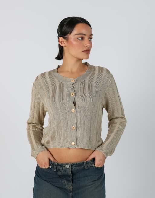 Vintage Unbranded S cardigan in beige, 3 of 4