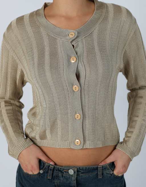 Vintage Unbranded S cardigan in beige, 4 of 4