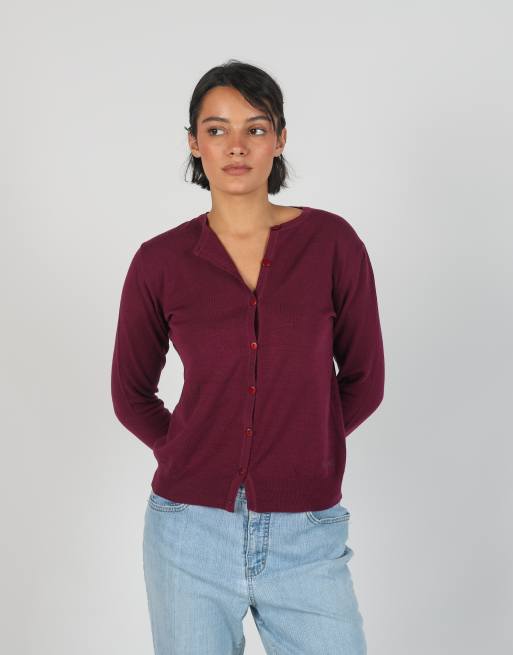 Vintage Unbranded S cardigan in burgundy red, 1 of 4