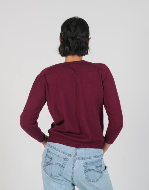 Vintage Unbranded S cardigan in burgundy red, 2 of 4