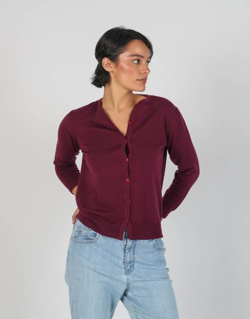 Vintage Unbranded S cardigan in burgundy red, 3 of 4