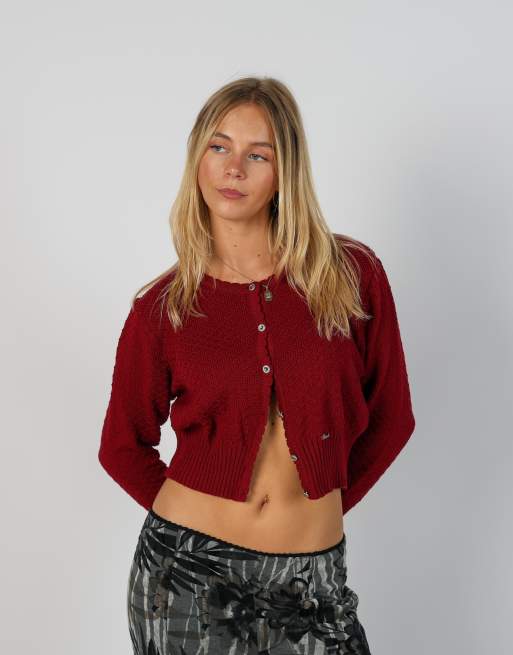 Vintage Unbranded S cardigan in burgundy red, 1 of 4