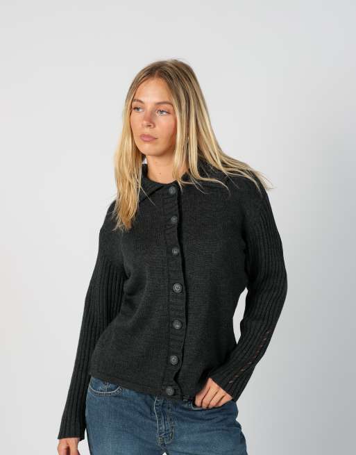 Vintage Unbranded S cardigan in charcoal grey, 2 of 4