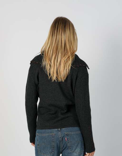 Vintage Unbranded S cardigan in charcoal grey, 3 of 4