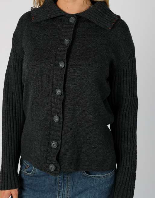 Vintage Unbranded S cardigan in charcoal grey, 4 of 4