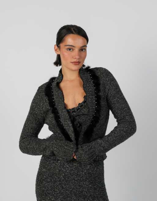 Vintage Unbranded S cardigan in charcoal grey, 1 of 4
