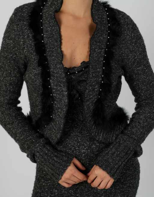 Vintage Unbranded S cardigan in charcoal grey, 4 of 4