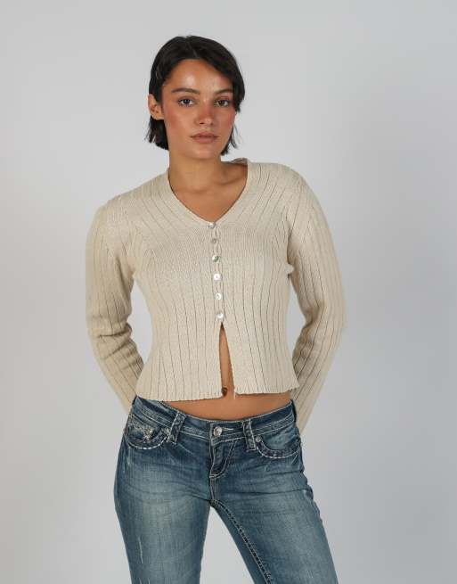Vintage Unbranded S cardigan in cream, 3 of 4