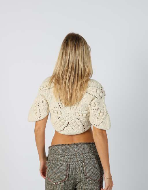 Vintage Unbranded S cardigan in cream, 2 of 4