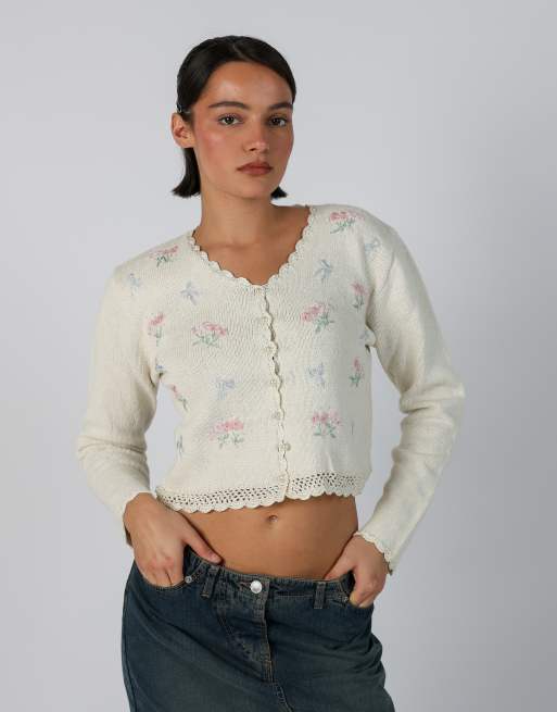 Vintage Unbranded S cardigan in cream, 1 of 4