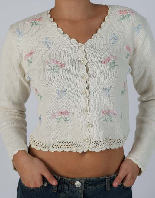 Vintage Unbranded S cardigan in cream, 4 of 4