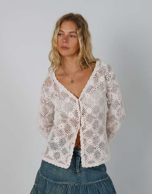 Vintage Unbranded S cardigan in ivory, 3 of 4