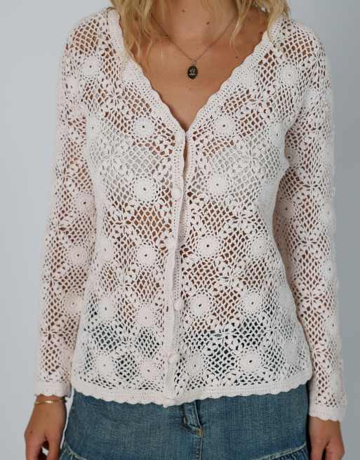 Vintage Unbranded S cardigan in ivory, 4 of 4