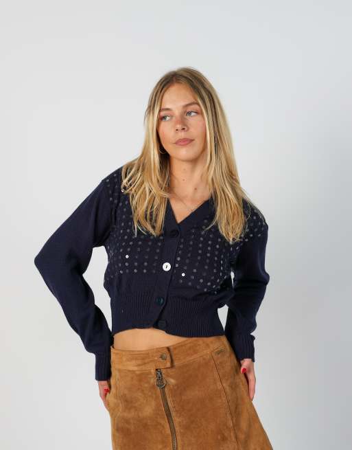 Vintage Unbranded S cardigan in navy blue, 3 of 4