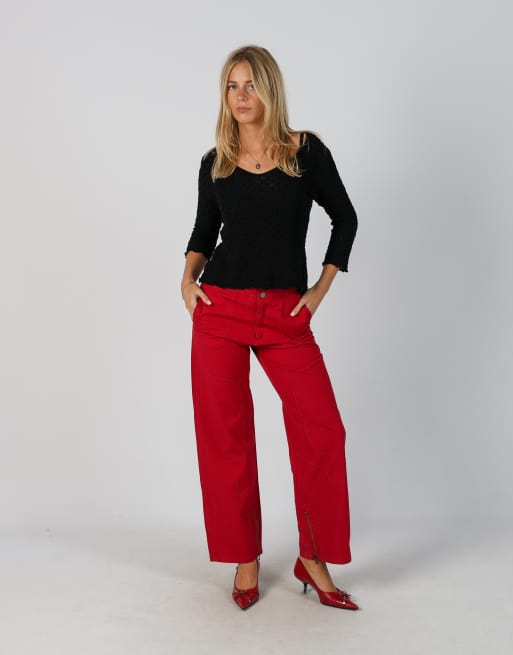 Vintage Unbranded S cargo pants in red, 1 of 4