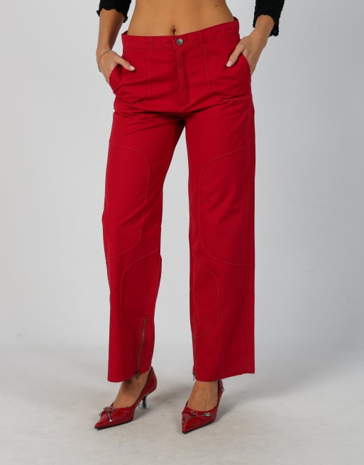 Vintage Unbranded S cargo pants in red, 2 of 4