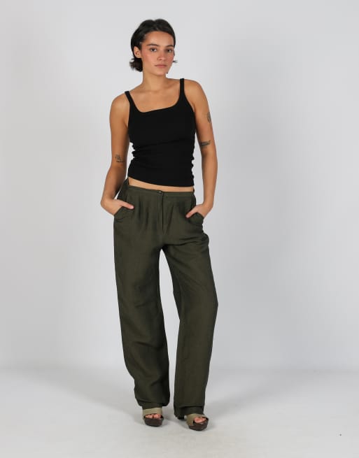 Vintage Unbranded S casual trousers in dark green, 1 of 4