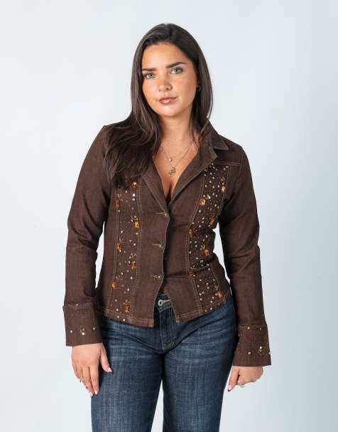 Vintage Unbranded S denim jacket in brown - view 1