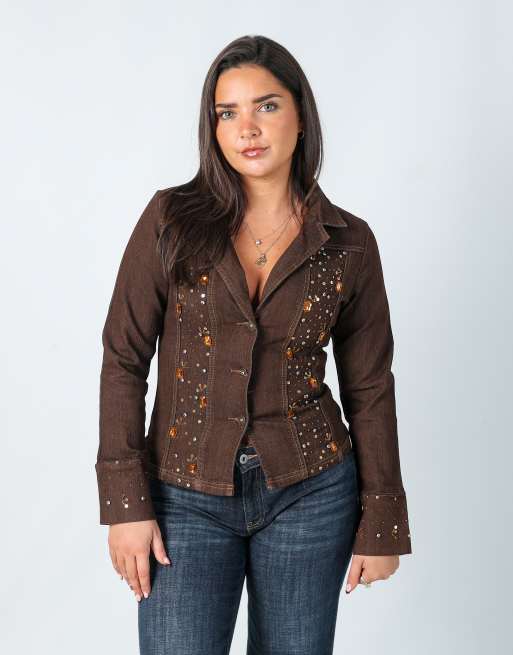 Vintage Unbranded S denim jacket in brown