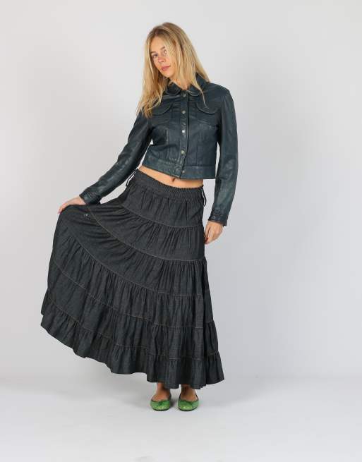 Vintage Unbranded S denim maxi skirt in blue