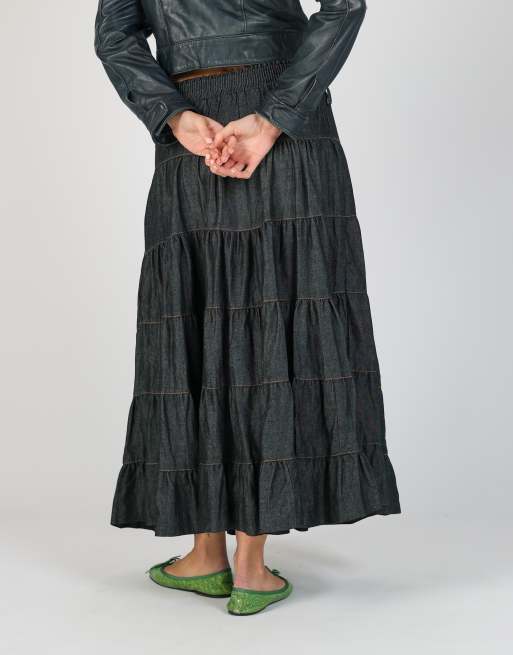 Vintage Unbranded S denim maxi skirt in blue, 4 of 4