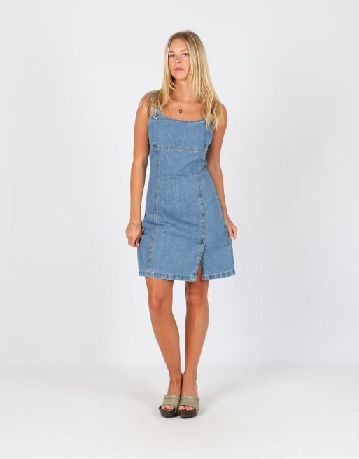 Vintage Unbranded S denim midi dress in blue