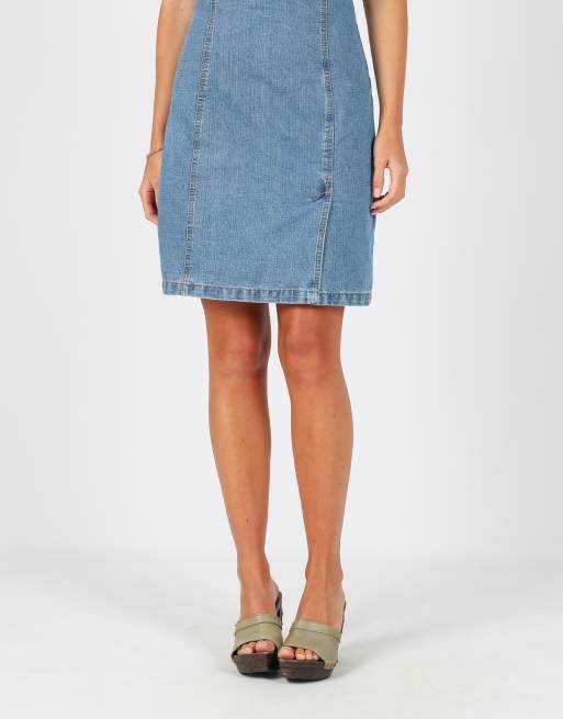 Vintage Unbranded S denim midi dress in blue, 2 of 4