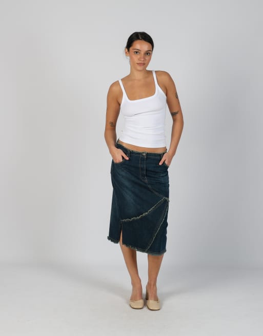 Vintage Unbranded S denim midi skirt in blue