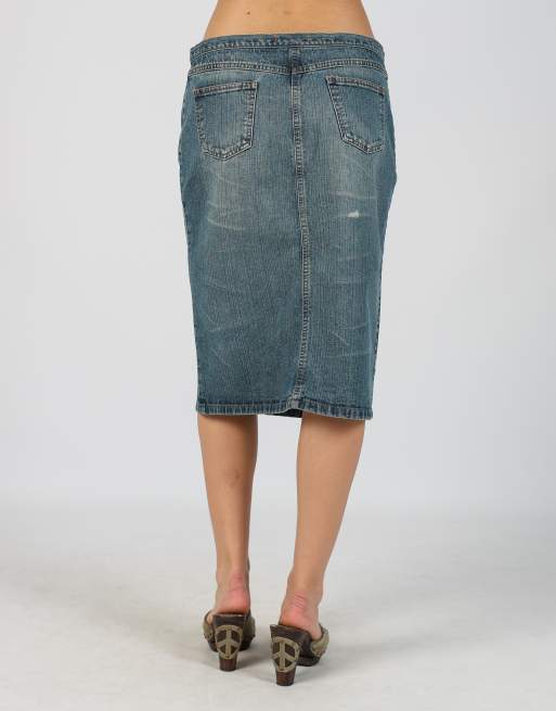 Vintage Unbranded S denim midi skirt in blue, 4 of 4