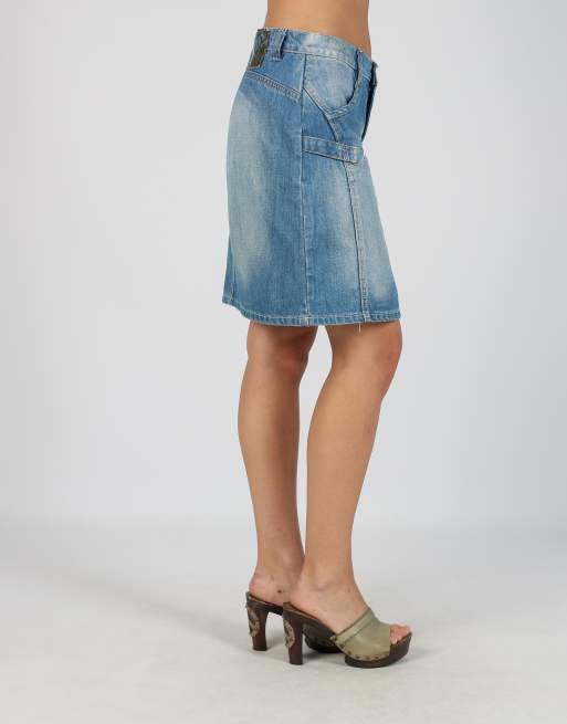Vintage Unbranded S denim midi skirt in blue, 2 of 4