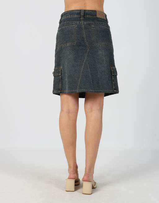 Vintage Unbranded S denim midi skirt in blue, 4 of 4