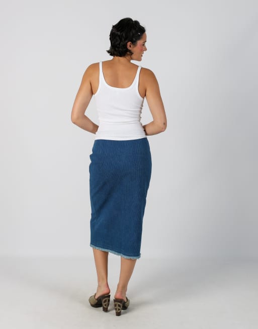 Vintage Unbranded S denim midi skirt in blue, 3 of 4